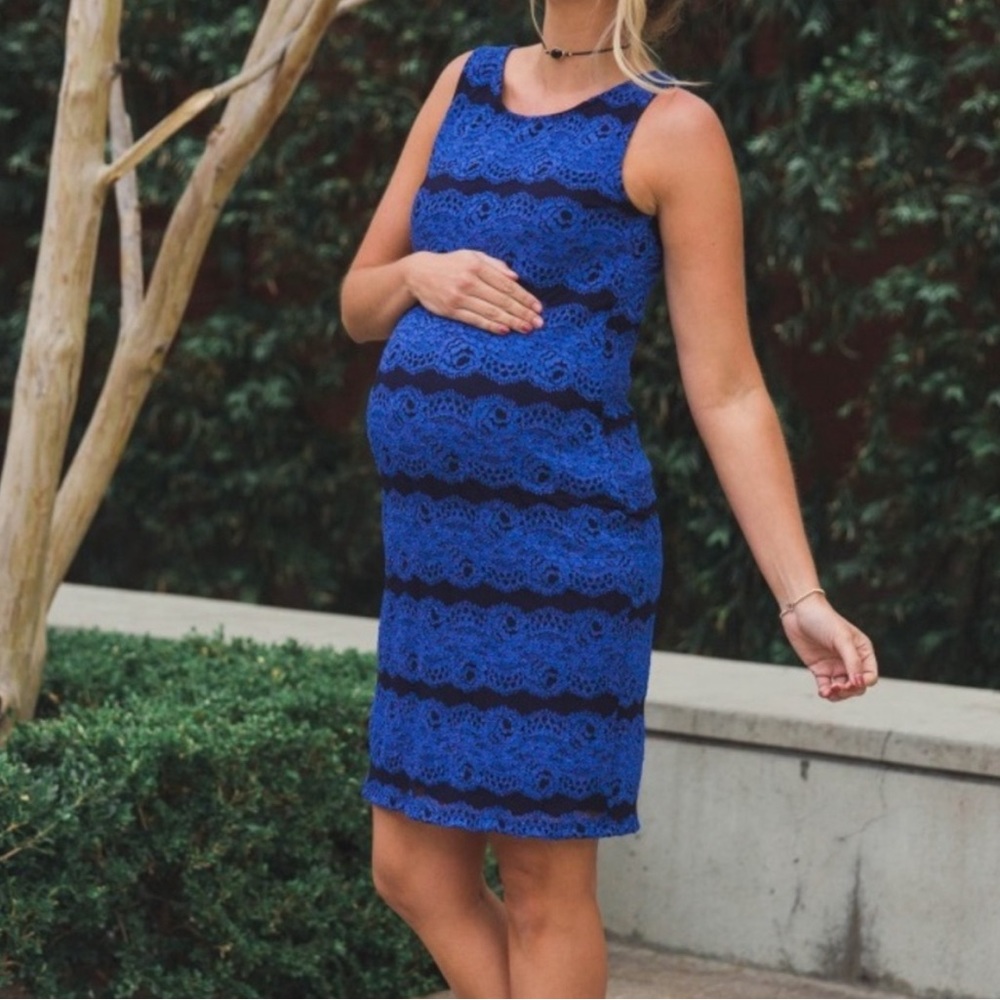 Pinkblush Maternity Blue Lace Dress